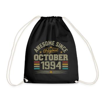 Born in October 1994 | Birthday October 1994 - Drawstring Bag - black - Front