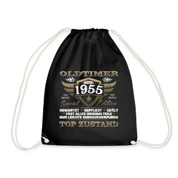 Oldtimer 1955 Baujahr – Vintage Retro Geburtstag - Turnbeutel - Schwarz - Vorne