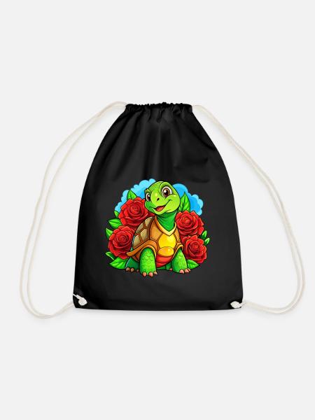 Mega süße Schildkröte - Turnbeutel - Schwarz