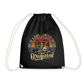 Vintage Retro Dezember 1974 Geburtstagsgeschenk - Turnbeutel - Schwarz - Vorne
