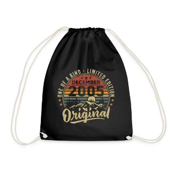 Dezember 2005 Retro Vintage Geburtstagsgeschenk - Turnbeutel - Schwarz - Vorne
