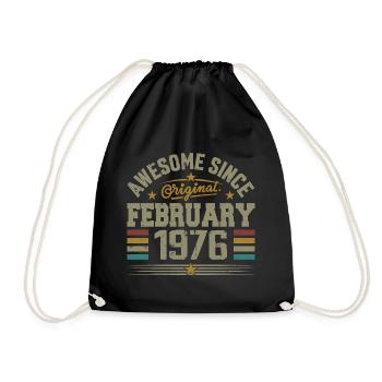 February 1976 49th Anniversary Gift, February 1976 - Drawstring Bag - black - Front