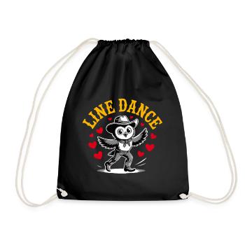 Line Dance Owl Funny Owl with Stetson and Boots - Drawstring Bag - black - Front