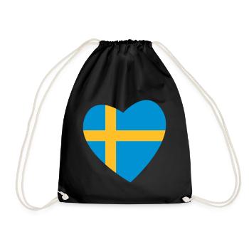 Herz Schweden - Turnbeutel - Schwarz - Vorne