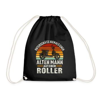 Alten mann aut einem motorroller rollerfahren - Turnbeutel - Schwarz - Vorne