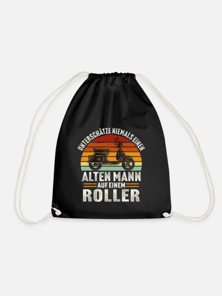 Alten mann aut einem motorroller rollerfahren - Turnbeutel - Schwarz