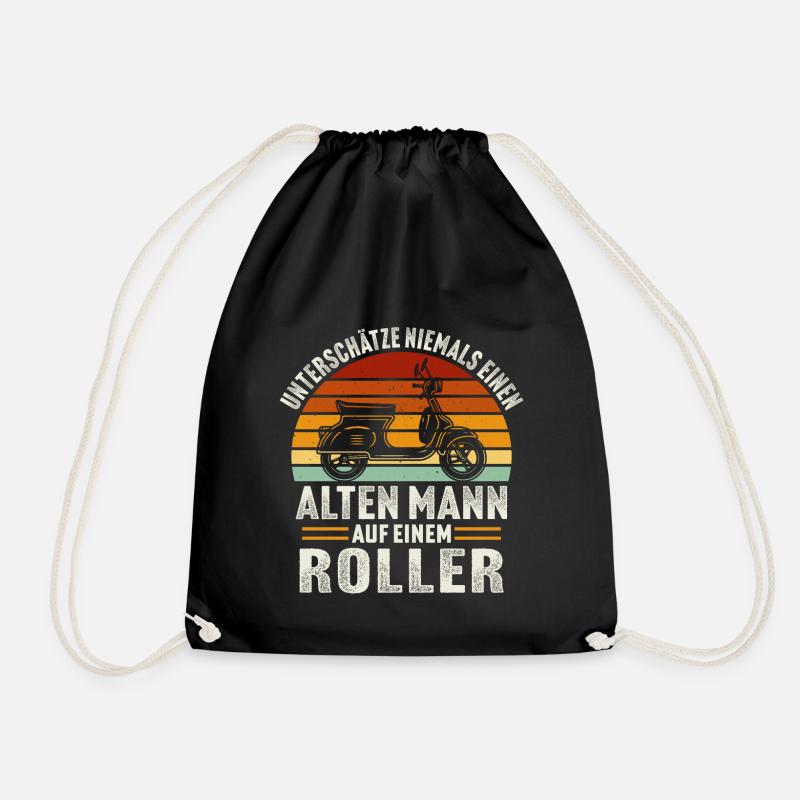 Alten mann aut einem motorroller rollerfahren - Turnbeutel - Schwarz
