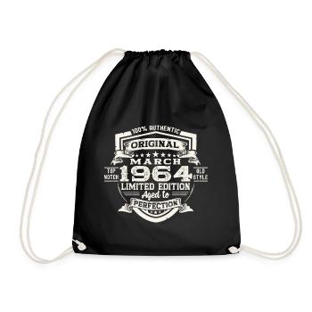 60th birthday Mann Original March Born 1964 - Drawstring Bag - black - Front
