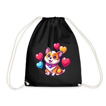 Dog with colorful balloons - Drawstring Bag - black - Front