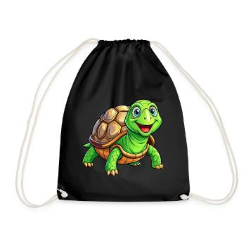 Mega Cute Turtle - Drawstring Bag - black - Front
