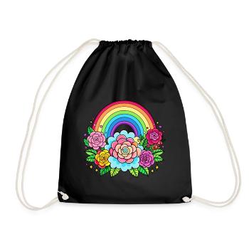 Arc-en-ciel floral - Sac de sport léger - noir - Devant