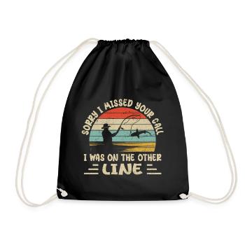 Sorry I Missed Your Call I was On The Other Line - Drawstring Bag - black - Front