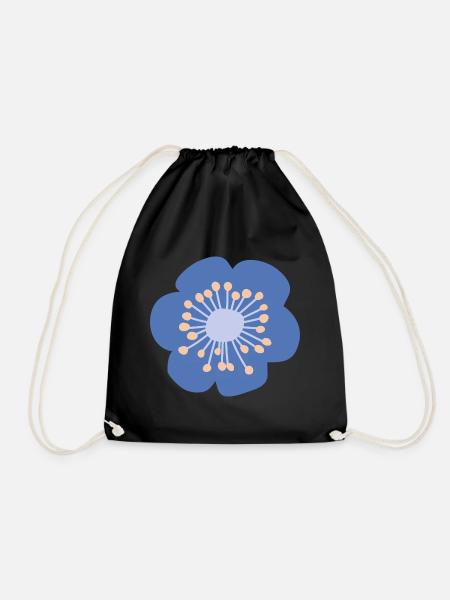 blaue Blume mit gelb - Turnbeutel - Schwarz