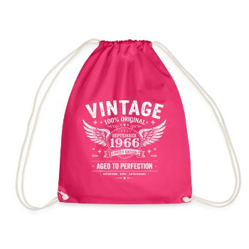 Born in September 1966 - Drawstring Bag - fuchsia - Front