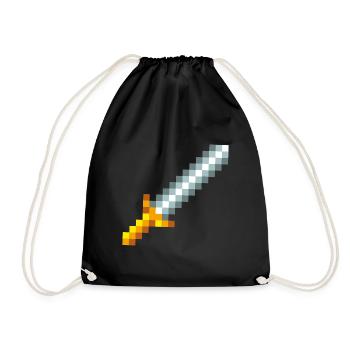 Retro 8-bit pixel sword - Drawstring Bag - black - Front