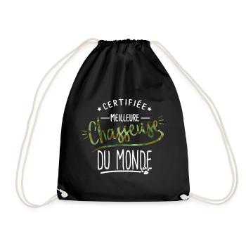 meilleure chasseuse humour femme chasse - Sac de sport léger - noir - Devant