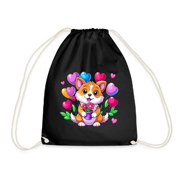 Chien avec des ballons colorés - Sac de sport léger - noir - Devant