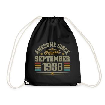 Cadeau Septembre 1988 Construit en Septembre 1988 - Sac de sport léger - noir - Devant