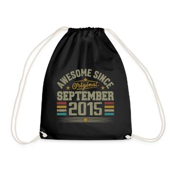 Geschenk September 2015 Erbaut im September 2015 - Turnbeutel - Schwarz - Vorne