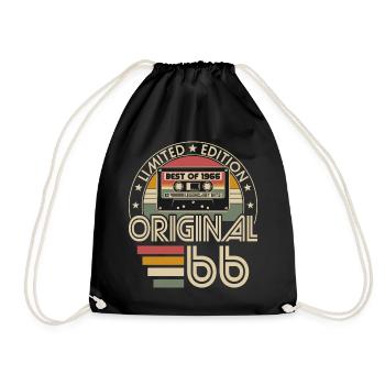 Born in 1966 Vintage Birthday Retro - Drawstring Bag - black - Front