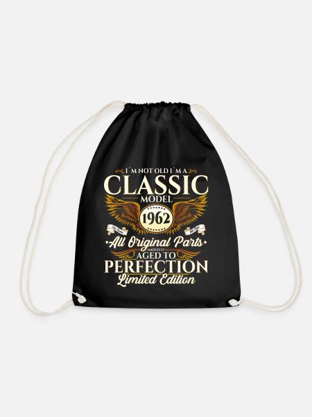 Vintage 1962 Birthday Vintage Gift Men - Drawstring Bag - black
