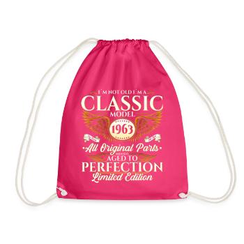 Vintage 1963 Geburtstag Jahrgang Geschenk Herren - Turnbeutel - Fuchsia - Vorne