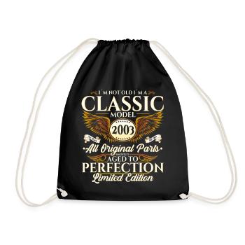 Vintage 2003 19th Birthday Vintage 03 Gift - Drawstring Bag - black - Front