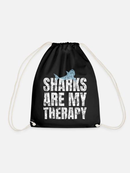Sharks Are My Therapy Haiforscher Meeresbiologe - Turnbeutel - Schwarz