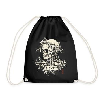 Rose Skull - Drawstring Bag - black - Front