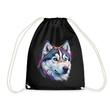 Tête de husky - Sac de sport léger - noir - Devant