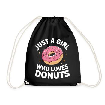 Donut Donuts Süßigkeiten Bagel - Turnbeutel - Schwarz - Vorne