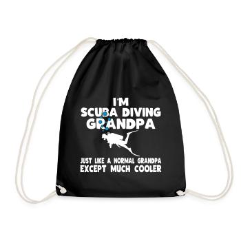 scuba diving grandpa - Drawstring Bag - black - Front