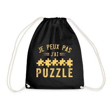 I can't I have puzzle| Puzzles - Drawstring Bag - black - Front