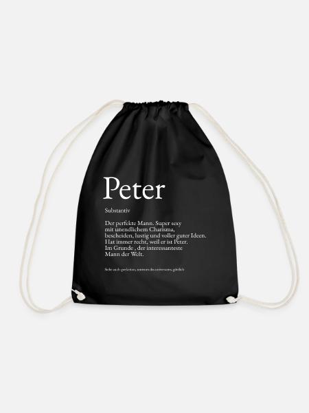 Peter Wörterbuch Erklärung Vorname Peter - Turnbeutel - Schwarz