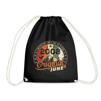 Juin 2008 | Anniversaire Juin 2008 Né en Juin 2008 - Sac de sport léger - noir - Devant