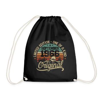 September 1966 Birthday Gift September 1966 - Drawstring Bag - black - Front