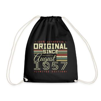 August 1957 Retro August 1957 August 1957 Anniversary - Drawstring Bag - black - Front