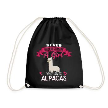 Never underestimate a Girl who loves Alpacas - Turnbeutel - Schwarz - Vorne