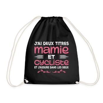 Zwei Titel Oma Radsportlerin | Oma | Fahrrad - Turnbeutel - Schwarz - Vorne