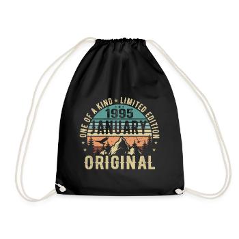 Birthday Gift January 1995 - January 1995 - Drawstring Bag - black - Front