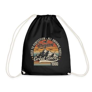 Vintage Né en 1980 | 45e Anniversaire Cadeau 1980 - Sac de sport léger - noir - Devant