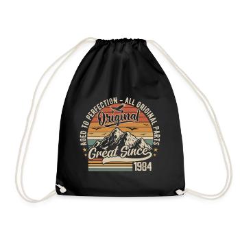 Vintage Born in 1984 | 41st Anniversary Gift 1984 - Drawstring Bag - black - Front