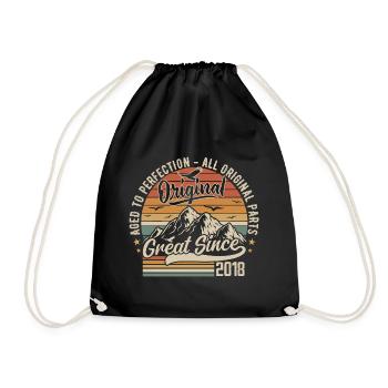 Vintage Born in 2018 | 7th Anniversary Gift 2018 - Drawstring Bag - black - Front