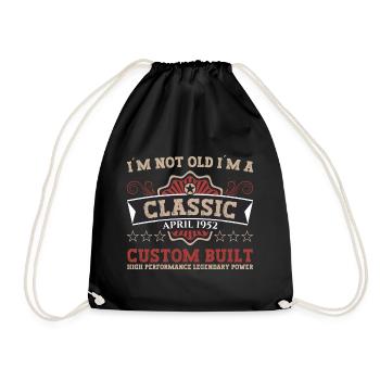 Geburtstag Klassiker Jahrgang 1952 April Vintage - Turnbeutel - Schwarz - Vorne