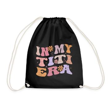 In My Titi Era Baby Announcement for Aunt - Drawstring Bag - black - Front