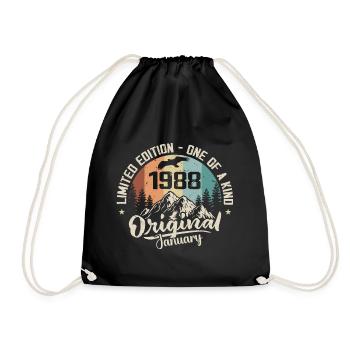 January 1988 Original 38 Year Anniversary Gift - Drawstring Bag - black - Front