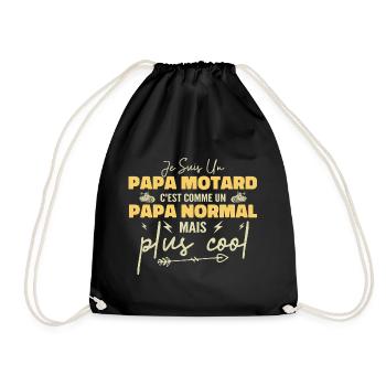 Biker dad like a normal but cooler dad - Drawstring Bag - black - Front