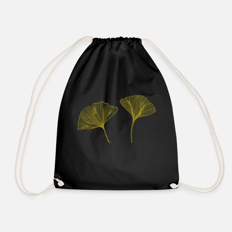 Ginkgo Biloba - Drawstring Bag - black