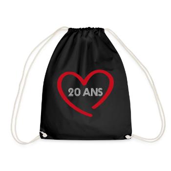 cadeau de couple 20 ans | anniversaire de mariage - Sac de sport léger - noir - Devant