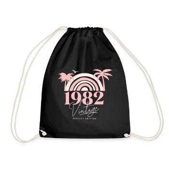 Sun Retro Anniversary Vintage 1982 40 Years - Drawstring Bag - black - Front
